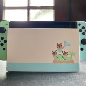 Nintendo Switch Dock with Animal Crossing Design in Green and Blue